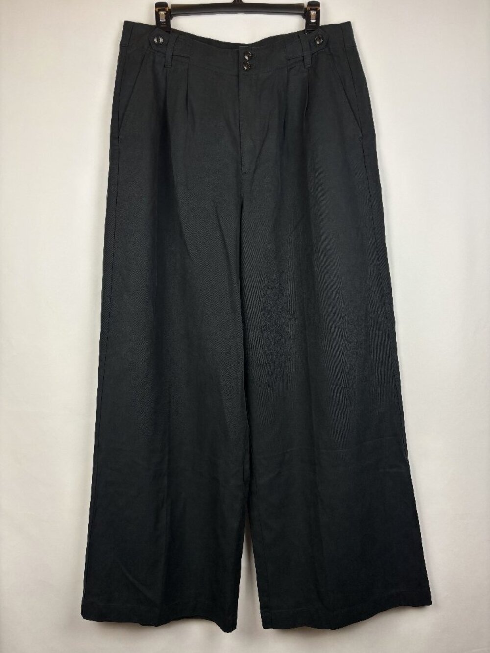 12 Madewell The Harlow Wide Leg Pant Lyocell Linen Straight Trousers Black NG521